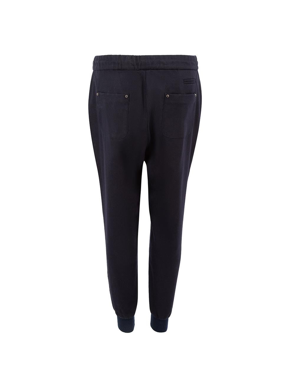Fabiana Filippi Navy Blue Wool Jogging Trousers Size M In Good Condition For Sale In London, GB