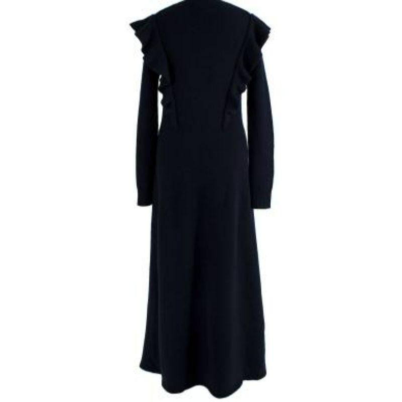 Black Navy Blue Wool Midi Dress For Sale