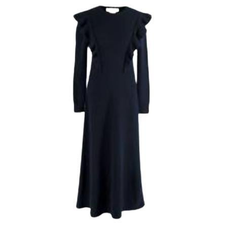 Navy Blue Wool Midi Dress For Sale