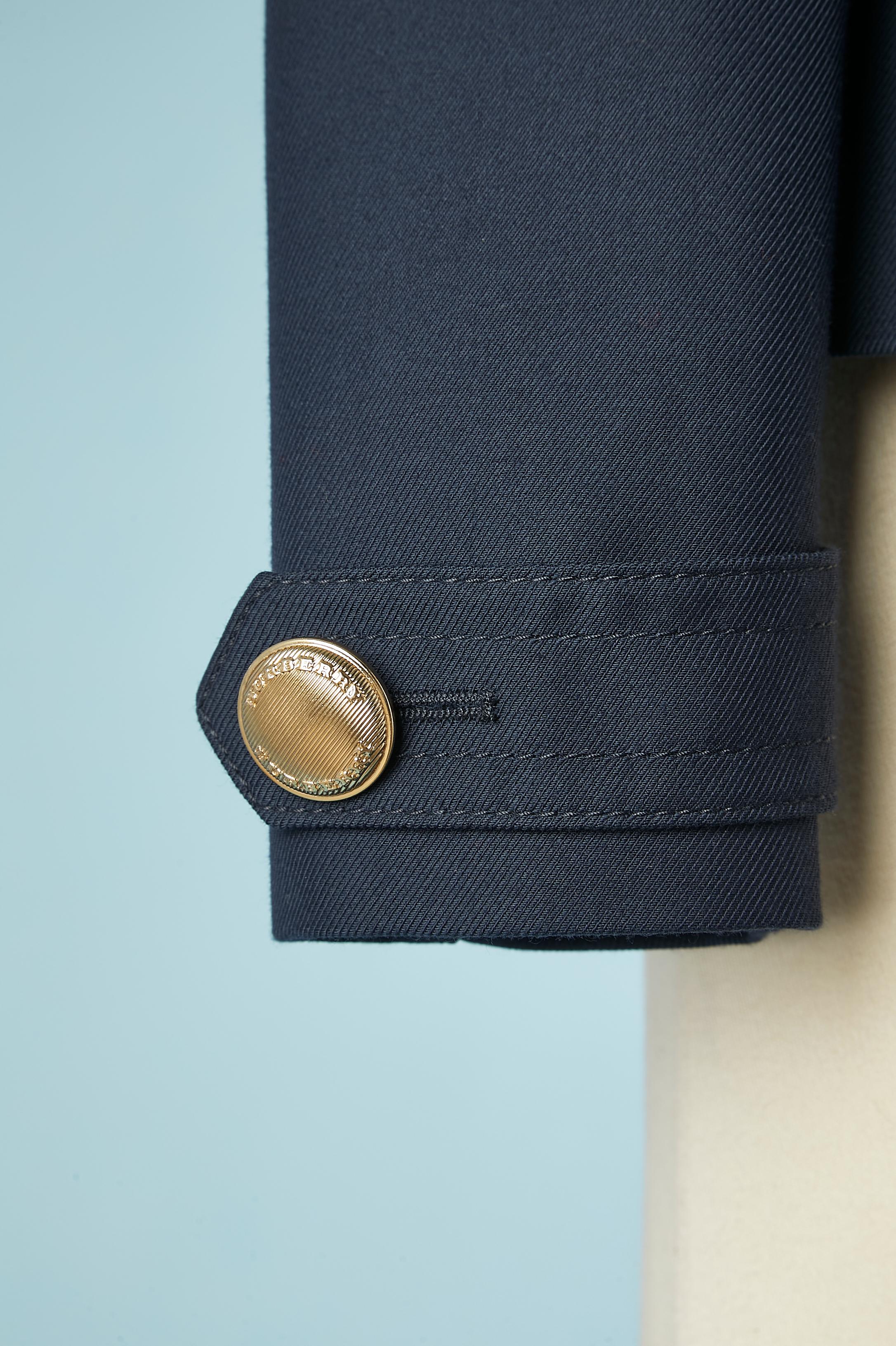 Navy blue wool officer double-breasted  jacket and gold metal button Burberry In Excellent Condition In Saint-Ouen-Sur-Seine, FR