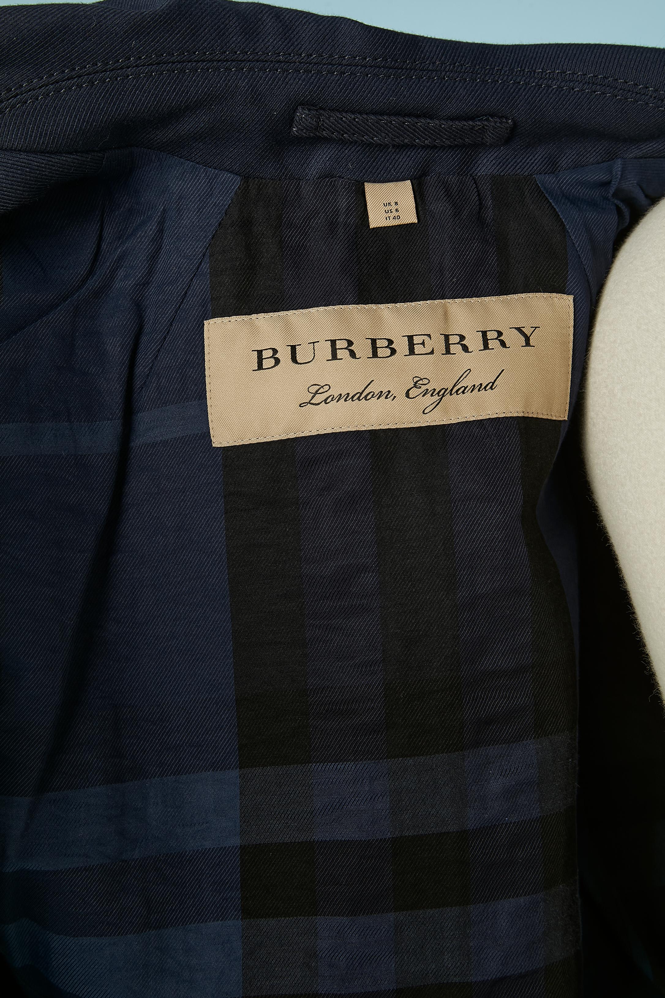 Navy blue wool officer double-breasted  jacket and gold metal button Burberry 3