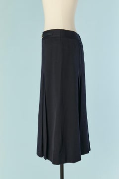 Navy blue wool pleated skirt CELINE