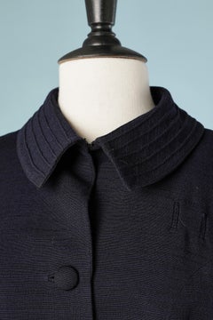 Navy blue wool skirt suit with top-stitching Lilli Ann Circa 1940