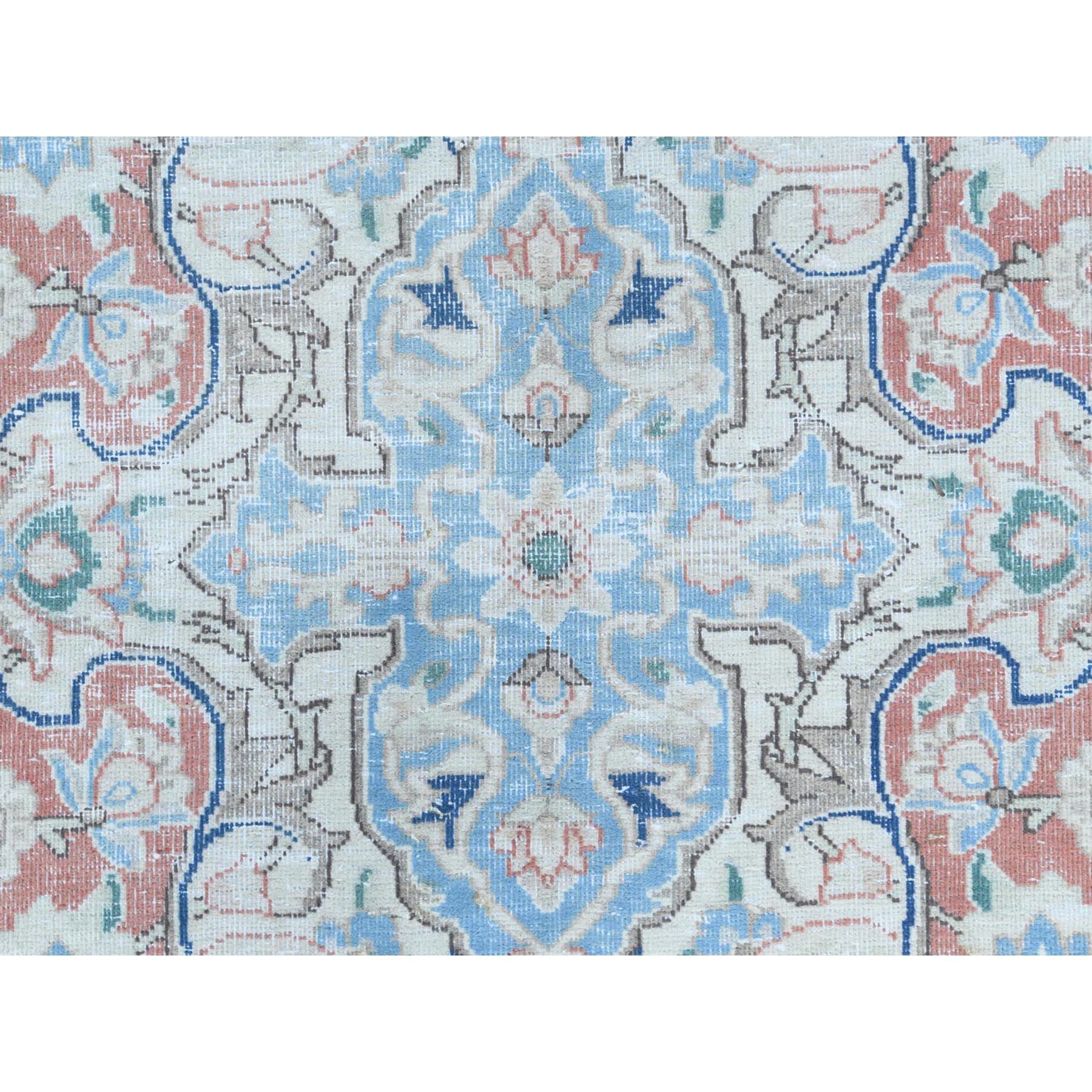 Marineblauer, handgeknüpfter, alter, persischer Kerman-Teppich aus Wolle im Used-Look im Angebot 2