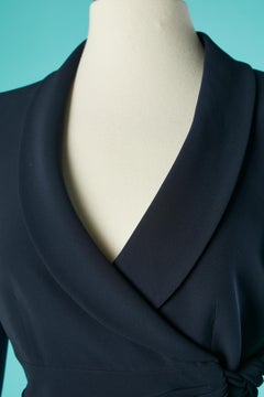 Navy blue wraped and draped double-breasted jacket Armani Collezioni