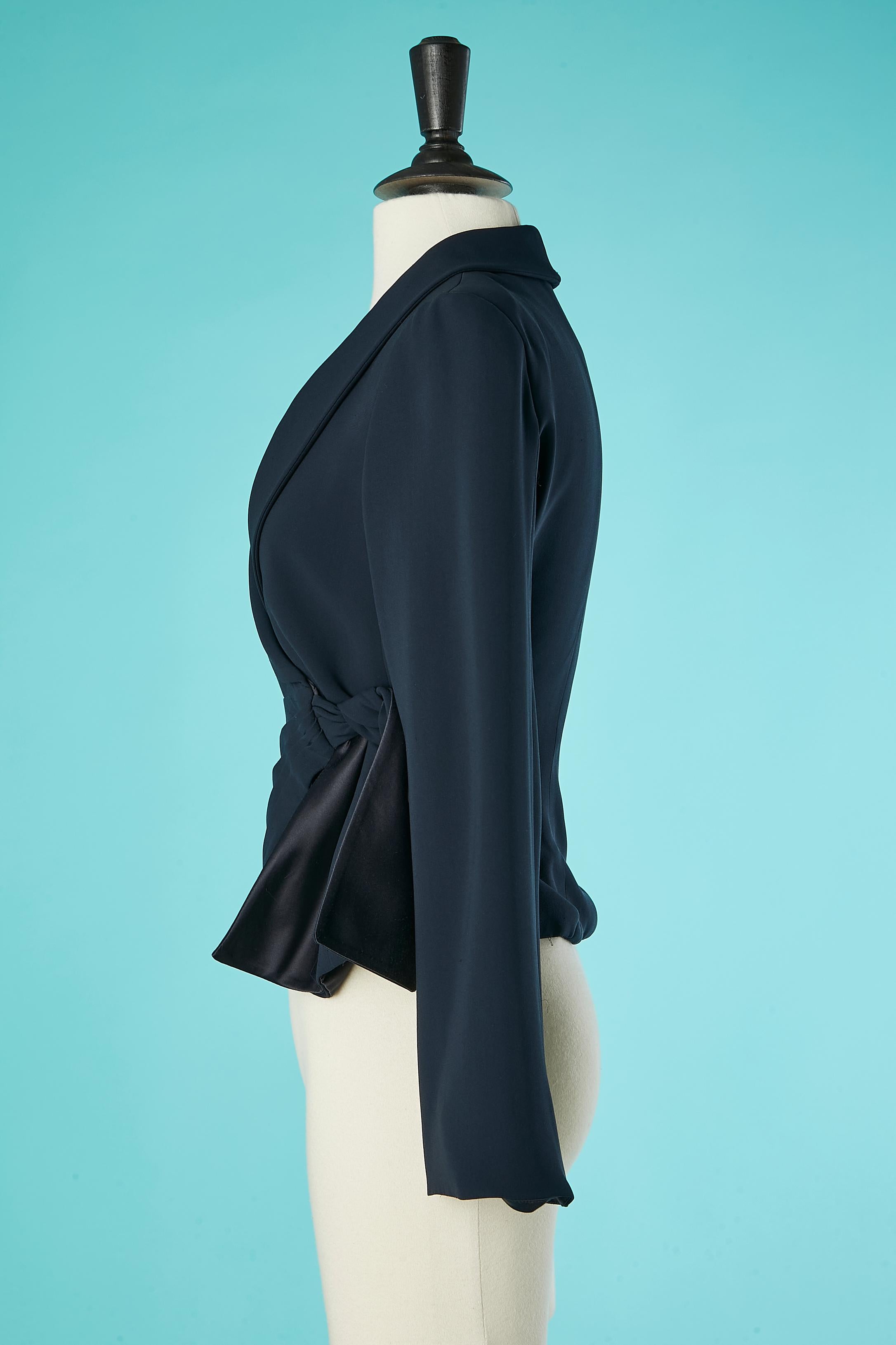 Navy blue wraped and draped double-breasted jacket Armani Collezioni  In Excellent Condition For Sale In Saint-Ouen-Sur-Seine, FR
