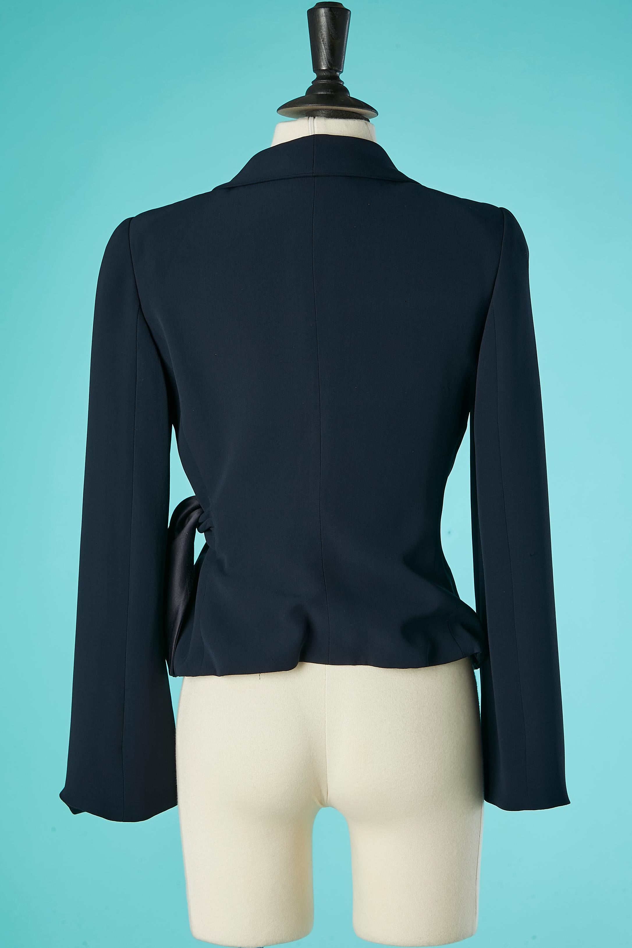 Women's Navy blue wraped and draped double-breasted jacket Armani Collezioni 