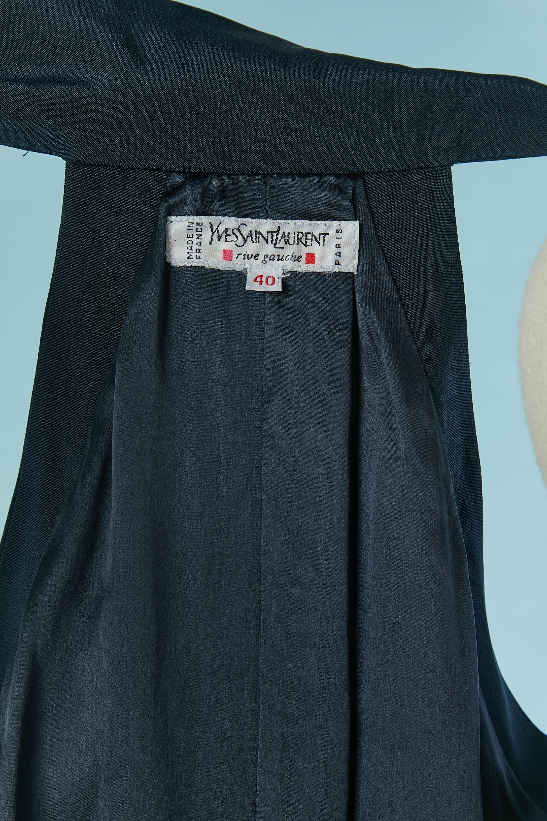 Navy blue wrapped sleeveless dress Yves Saint Laurent Rive Gauche For Sale 1