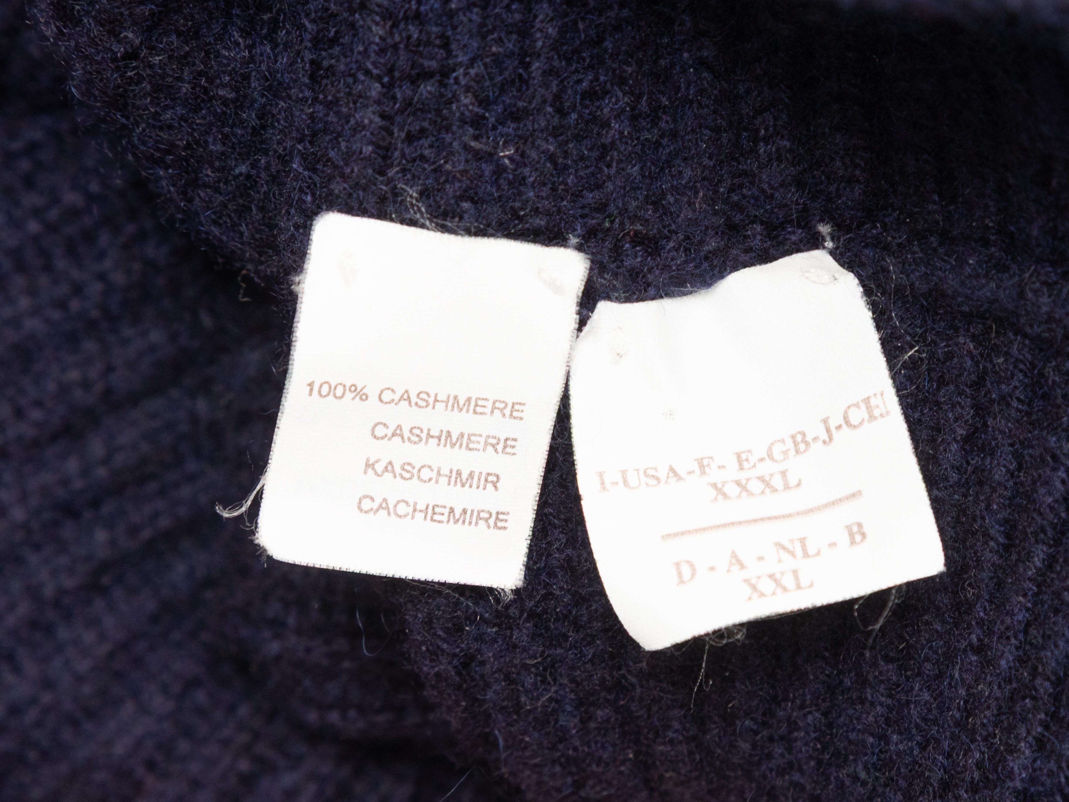 Navy Brunello Cucinelli Ribbed Cashmere Cardigan Size 3XL en vente 1