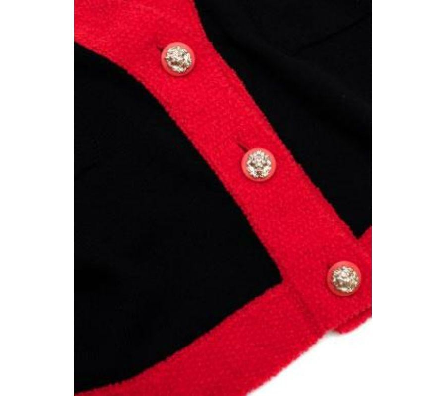 Navy Cashmere Cardigan With Contrasting Red Trim In Good Condition In London, GB