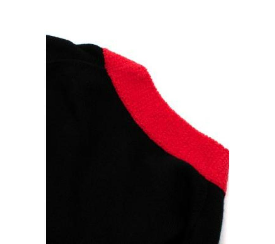 Navy Cashmere Cardigan With Contrasting Red Trim 1