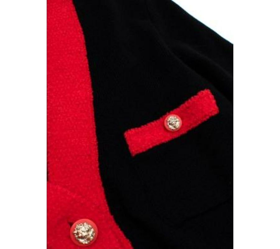 Navy Cashmere Cardigan With Contrasting Red Trim 2