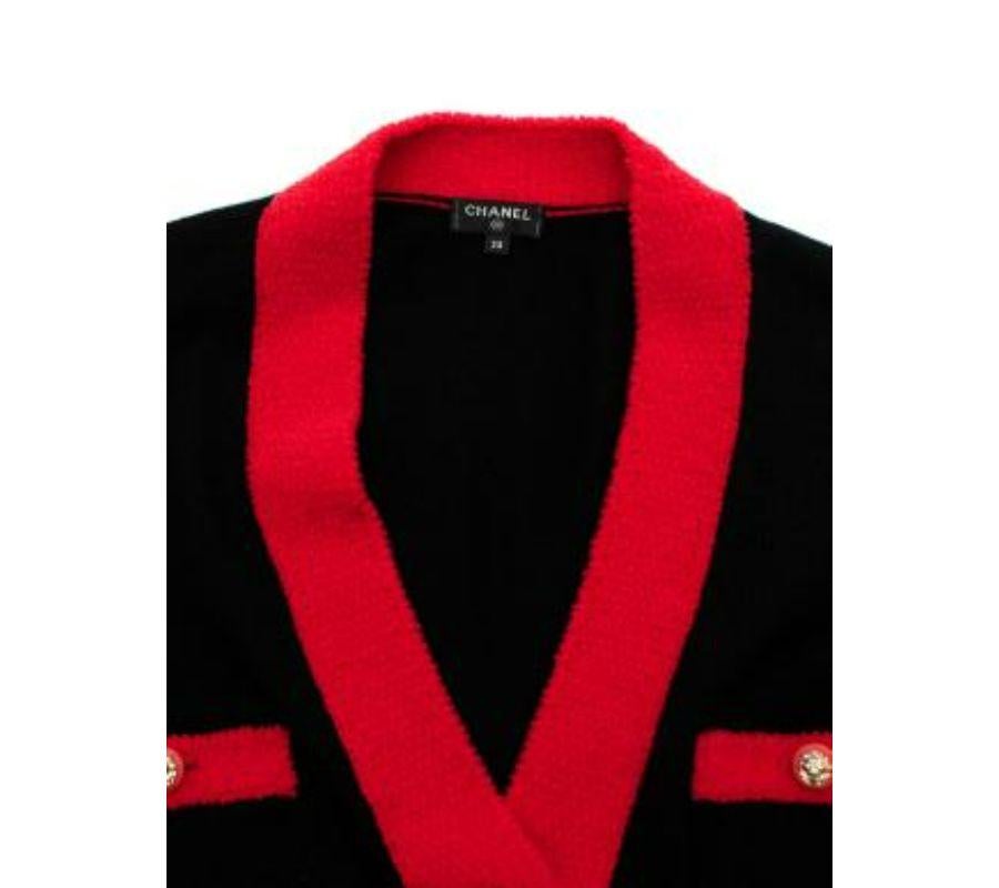 Navy Cashmere Cardigan With Contrasting Red Trim 3