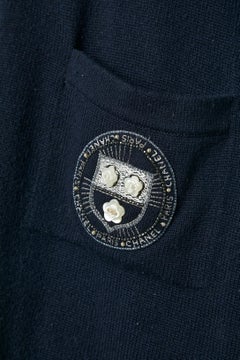 Navy cashmere knit dress with short sleeves Chanel