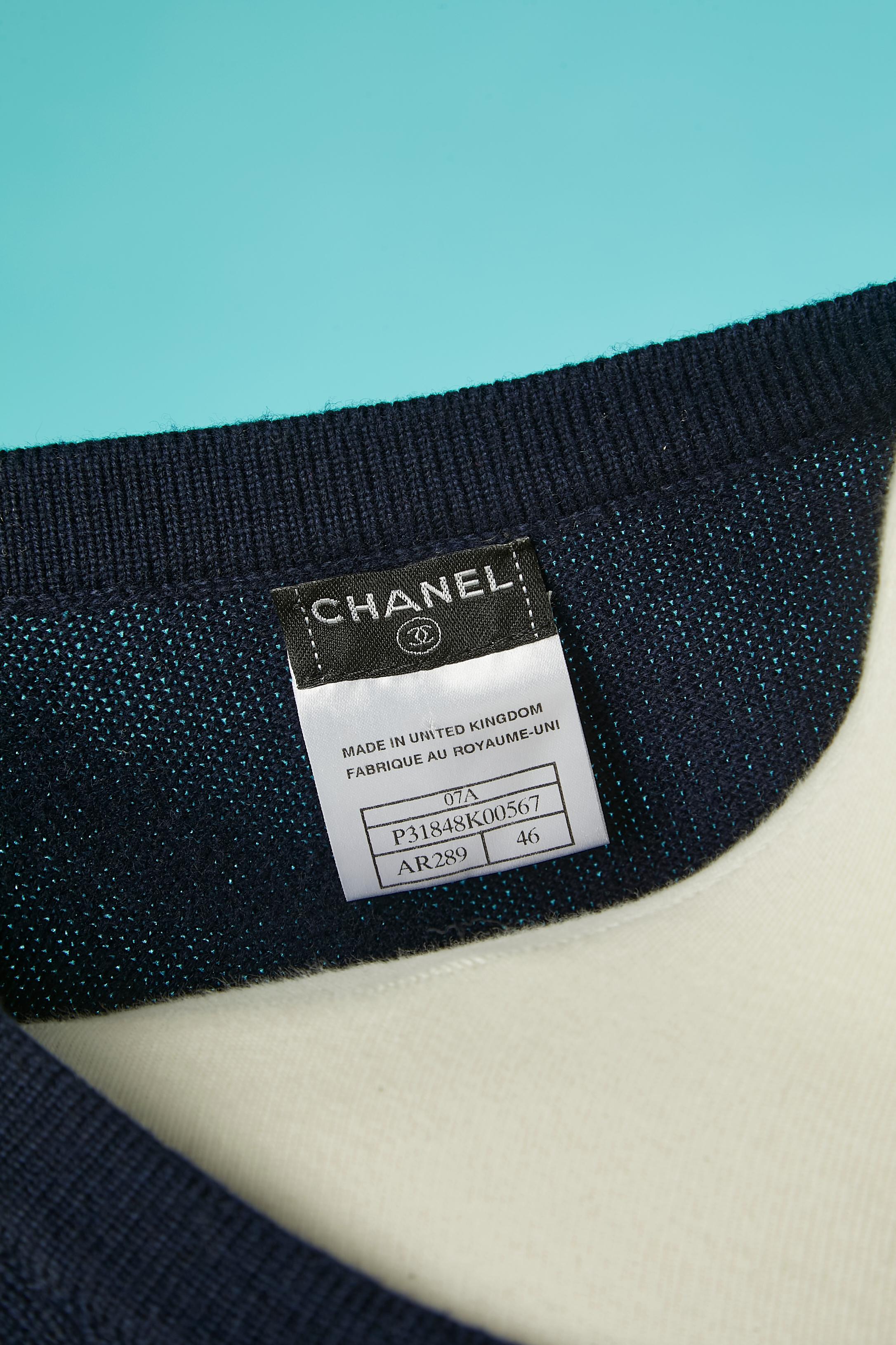 Navy cashmere knit dress with short sleeves Chanel  For Sale 2