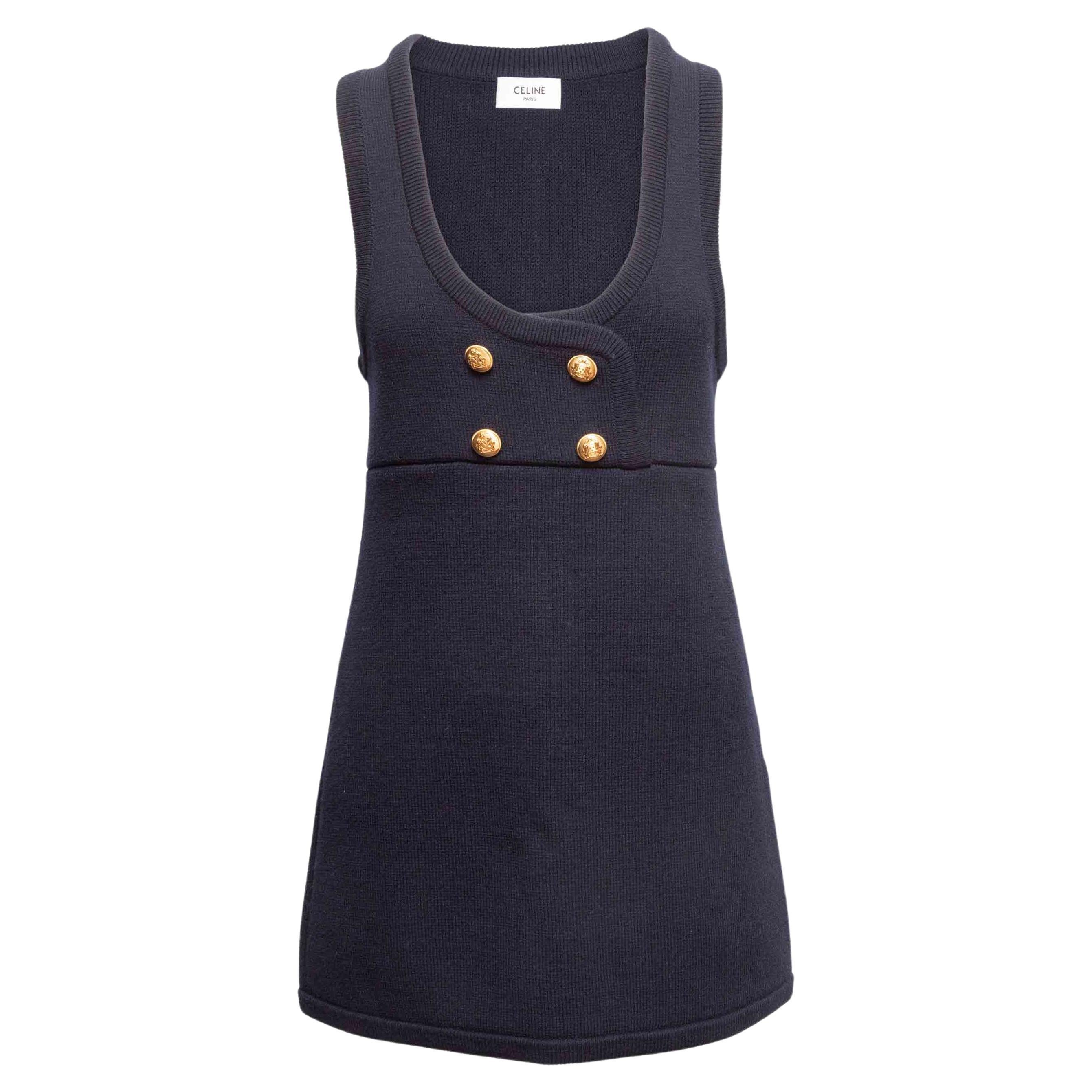 Navy Celine Strickschürze Kleid Größe US S im Angebot