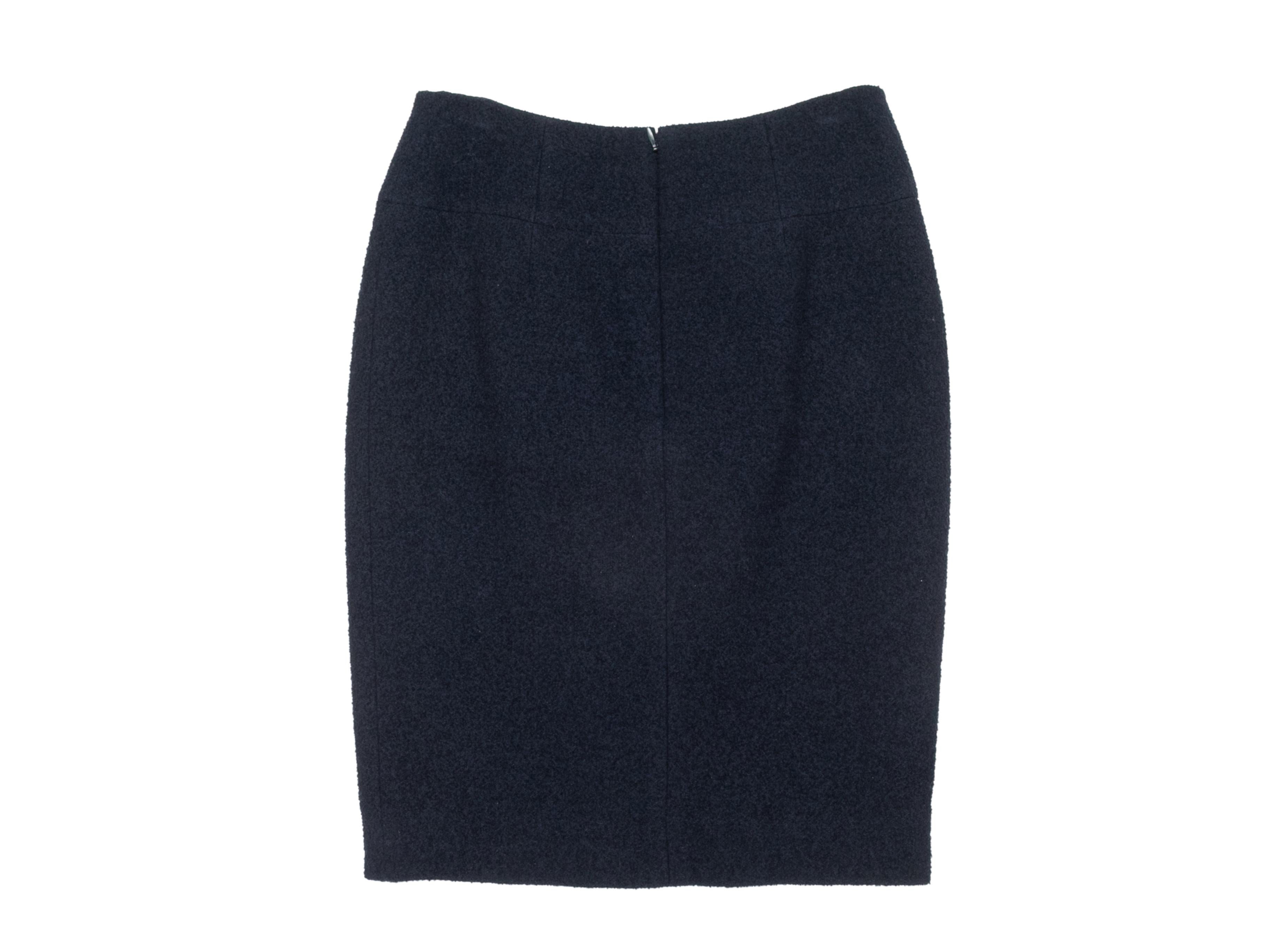 Navy Chanel Fall/Winter 2008 Wool Pencil Skirt Size EU 36 1