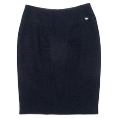 Navy Chanel Fall/Winter 2008 Wool Pencil Skirt Size EU 36