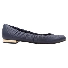 Navy Chanel Leather Ballet Flats Size 40.5