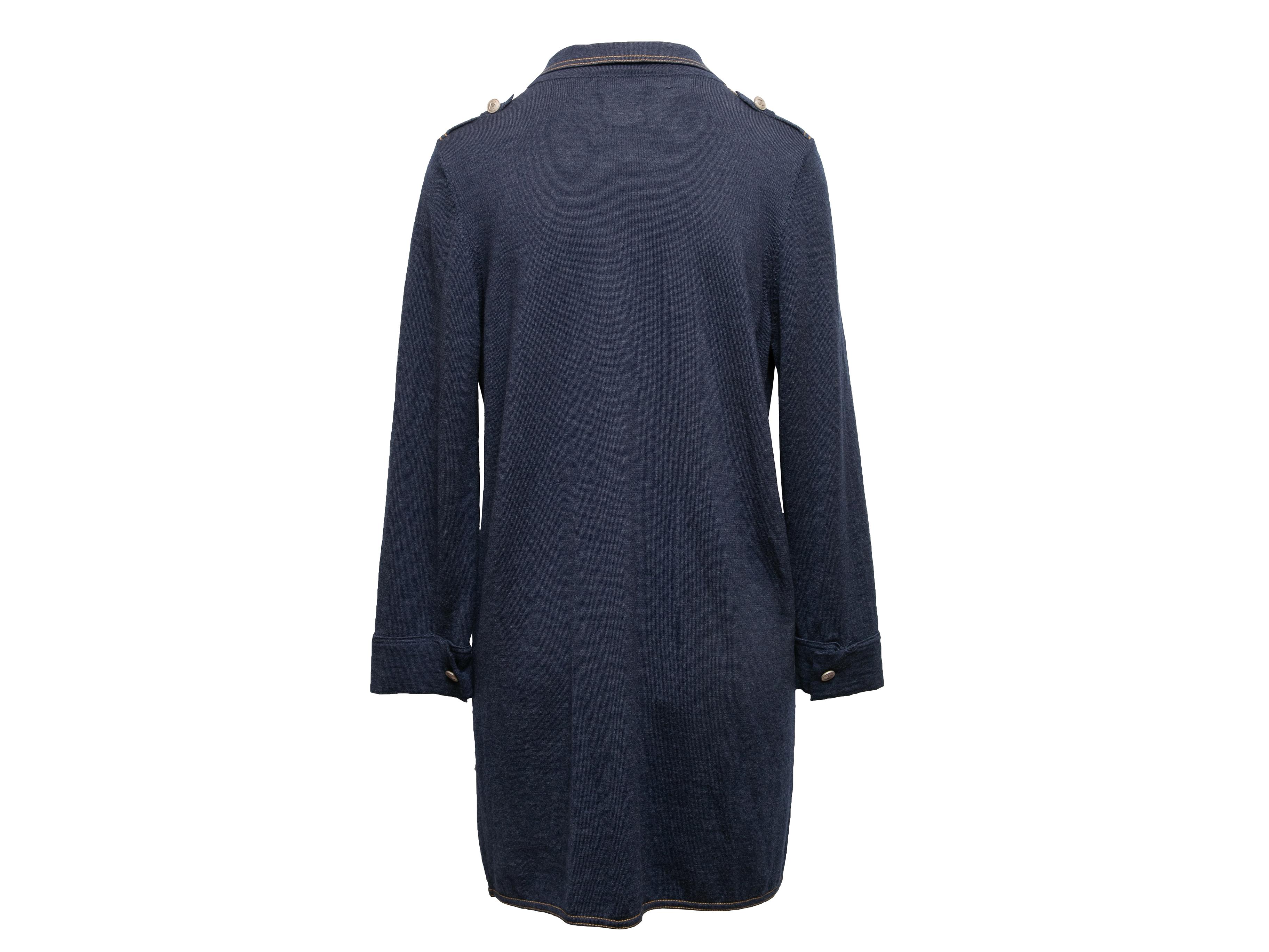 Black Navy Chanel Wool & Silk-Blend Knit Dress Size FR 46