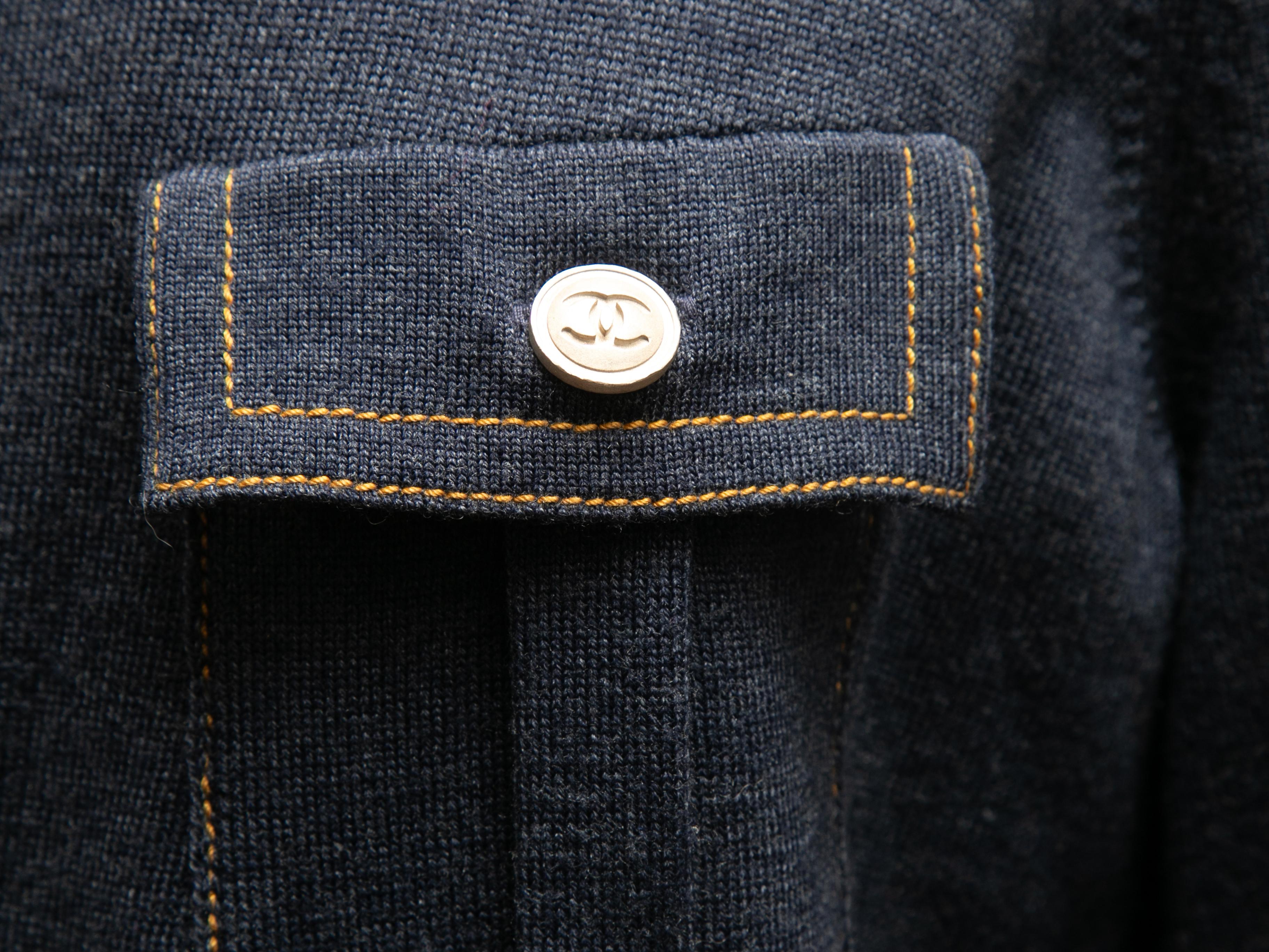 Navy Chanel Wool & Silk-Blend Knit Dress Size FR 46 In Good Condition In New York, NY