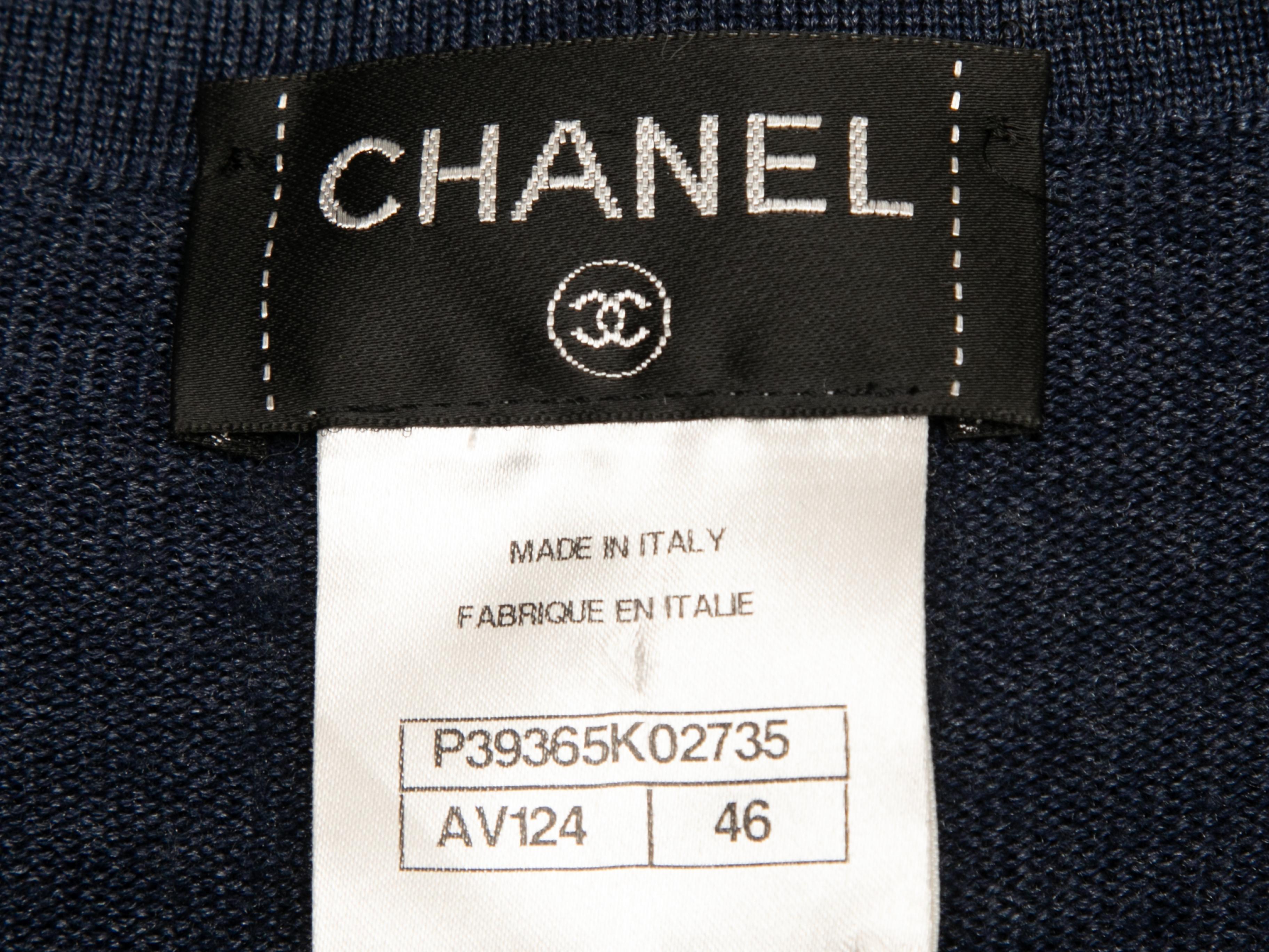 Women's Navy Chanel Wool & Silk-Blend Knit Dress Size FR 46
