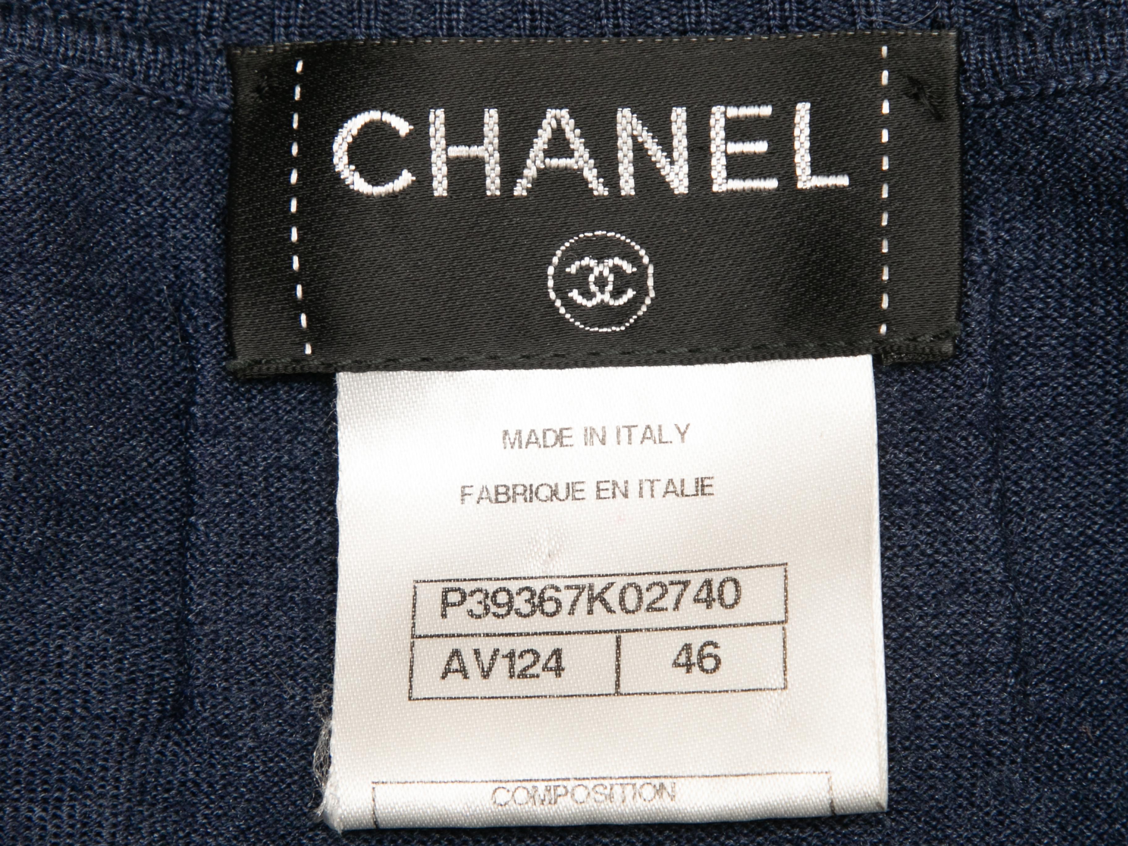 De las mujeres Vestido jersey Chanel azul marino con mezcla de lana y seda Talla FR 46