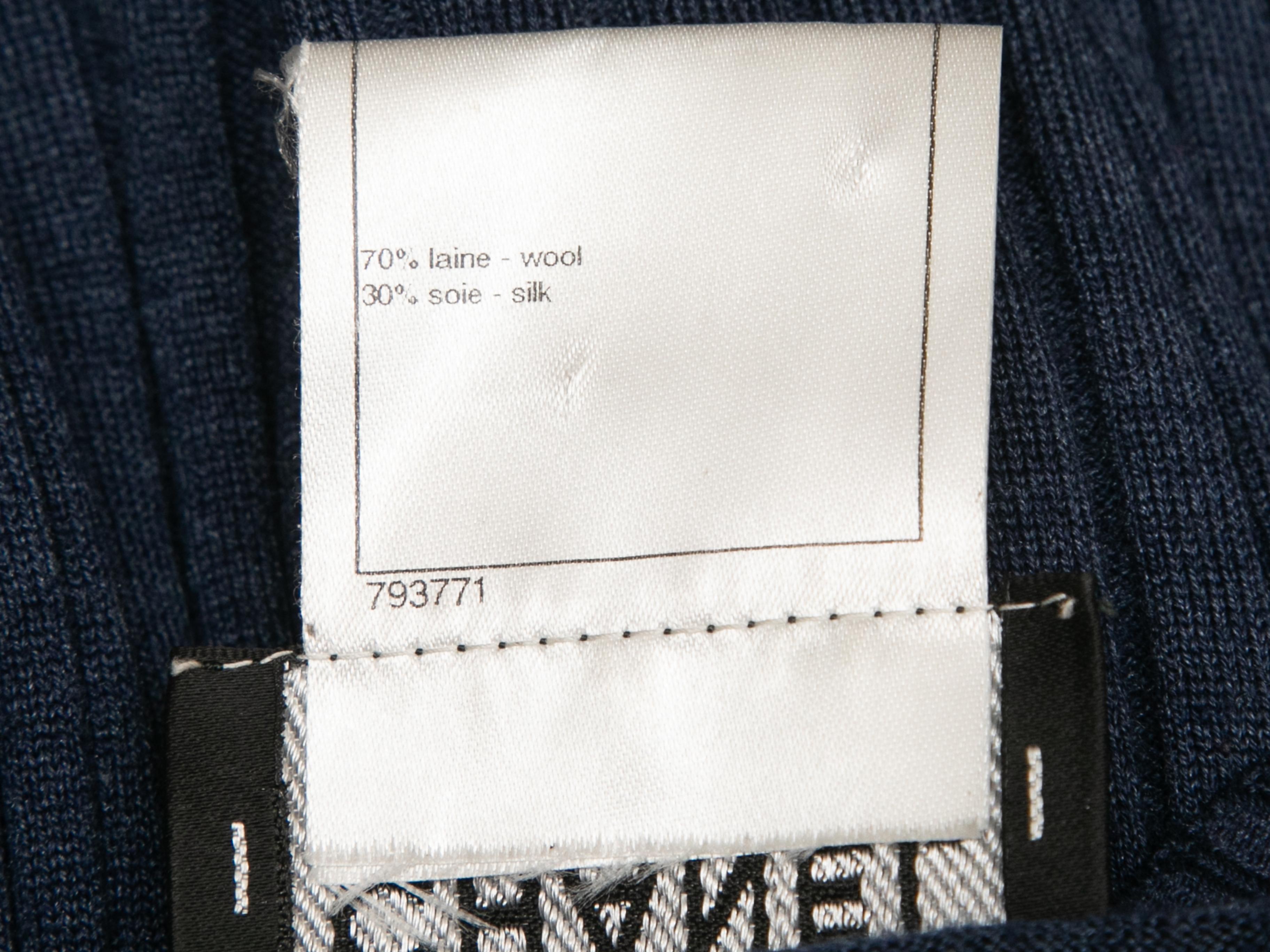 Vestido jersey Chanel azul marino con mezcla de lana y seda Talla FR 46 1