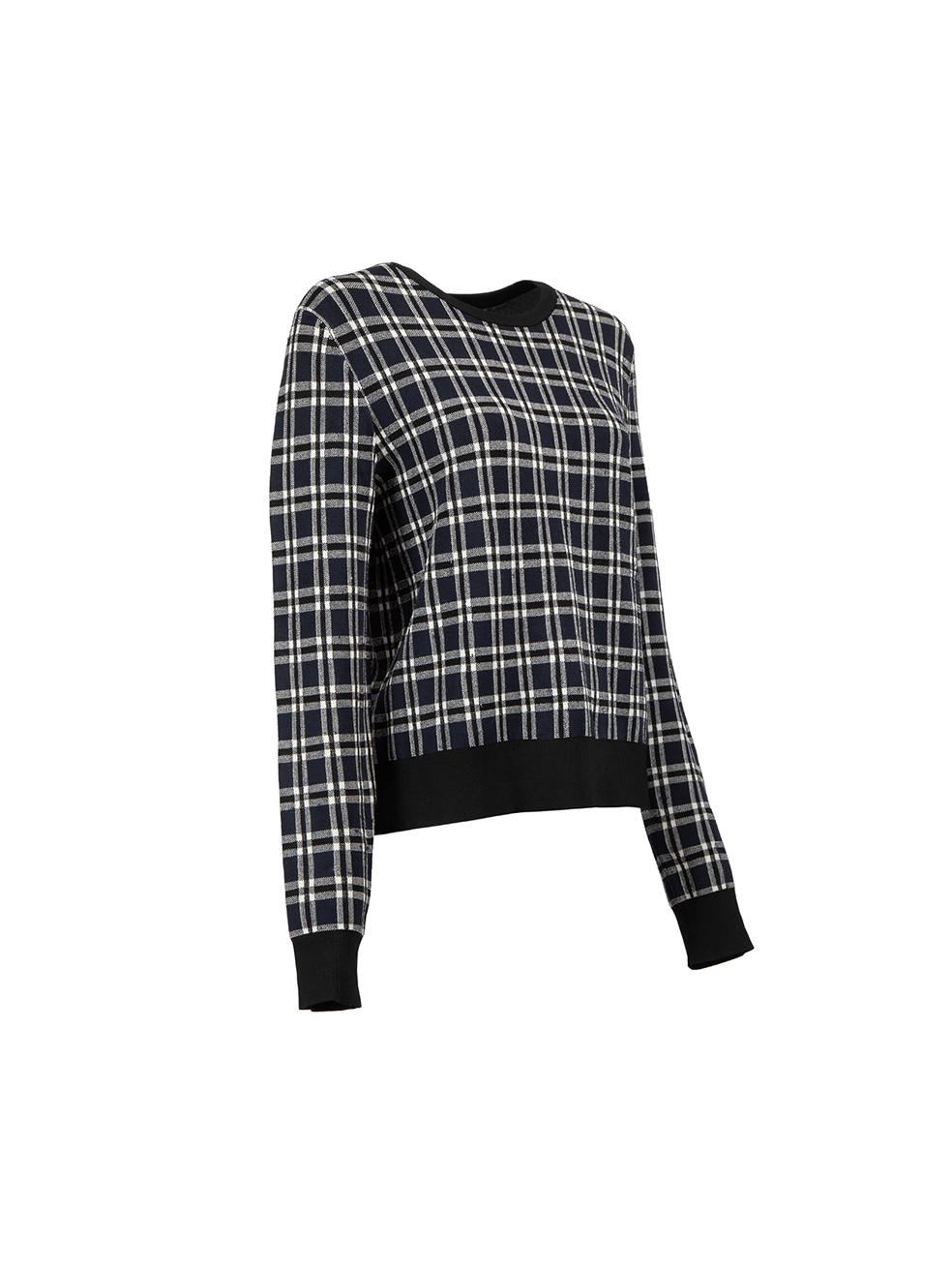 CONDITION is Very good. Minimal wear to jumper is evident. Minor pilling and pulls in fabric over all material on this used A.L.C designer resale item. 



Details


Navy

Synthetic

Long sleeves sweatshirt

Stretchy

Checkered pattern

Round
