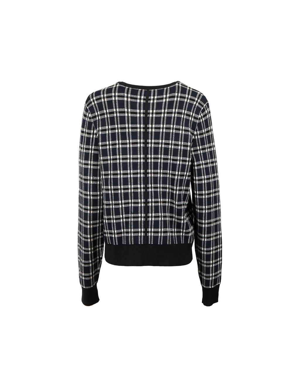 Navy Checkered Pattern Sweatshirt Size L In Good Condition For Sale In London, GB