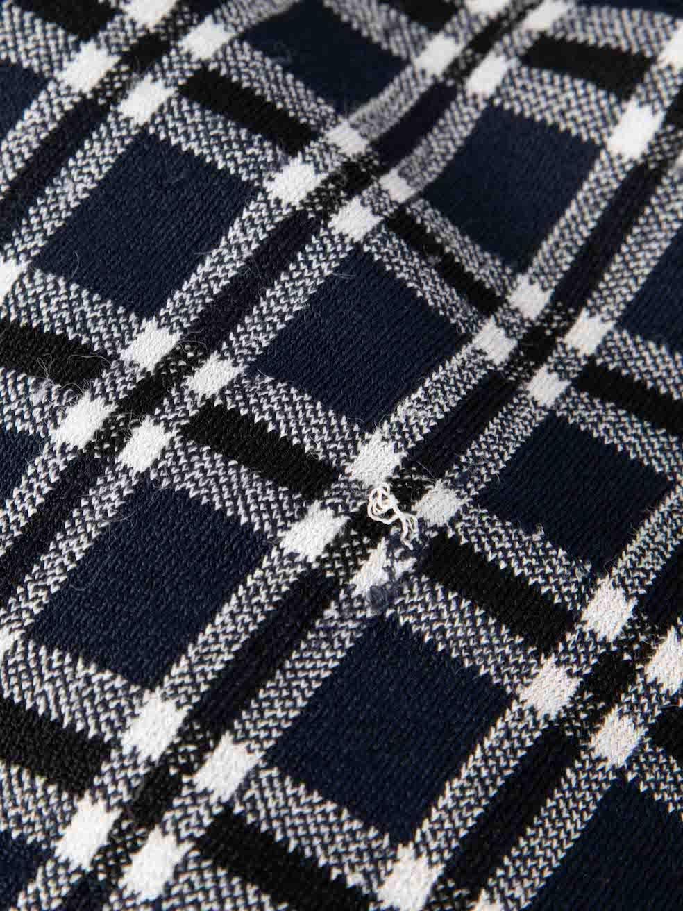 Marineblaues Pulloverhemd mit kariertem Muster Größe L Damen im Angebot