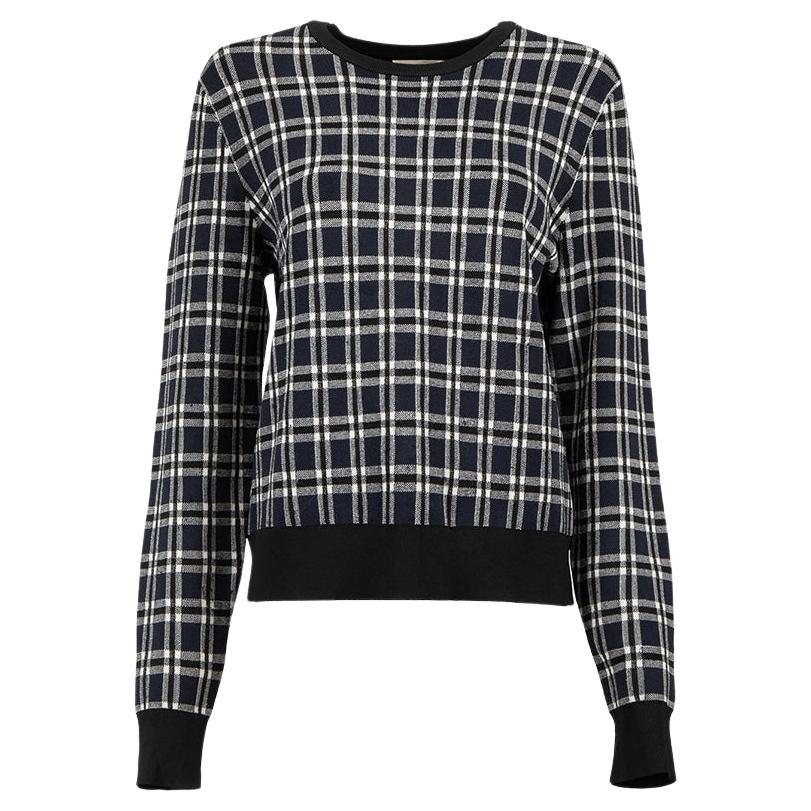Navy Checkered Pattern Sweatshirt Size L For Sale
