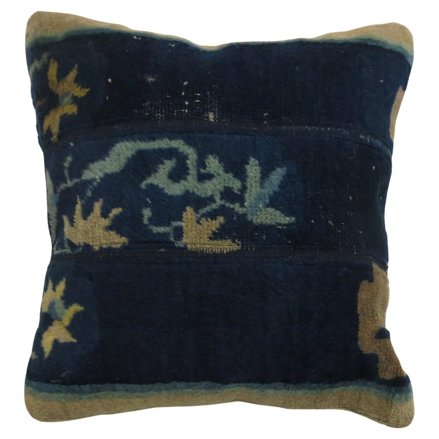 Navy Chinese Rug Pillow