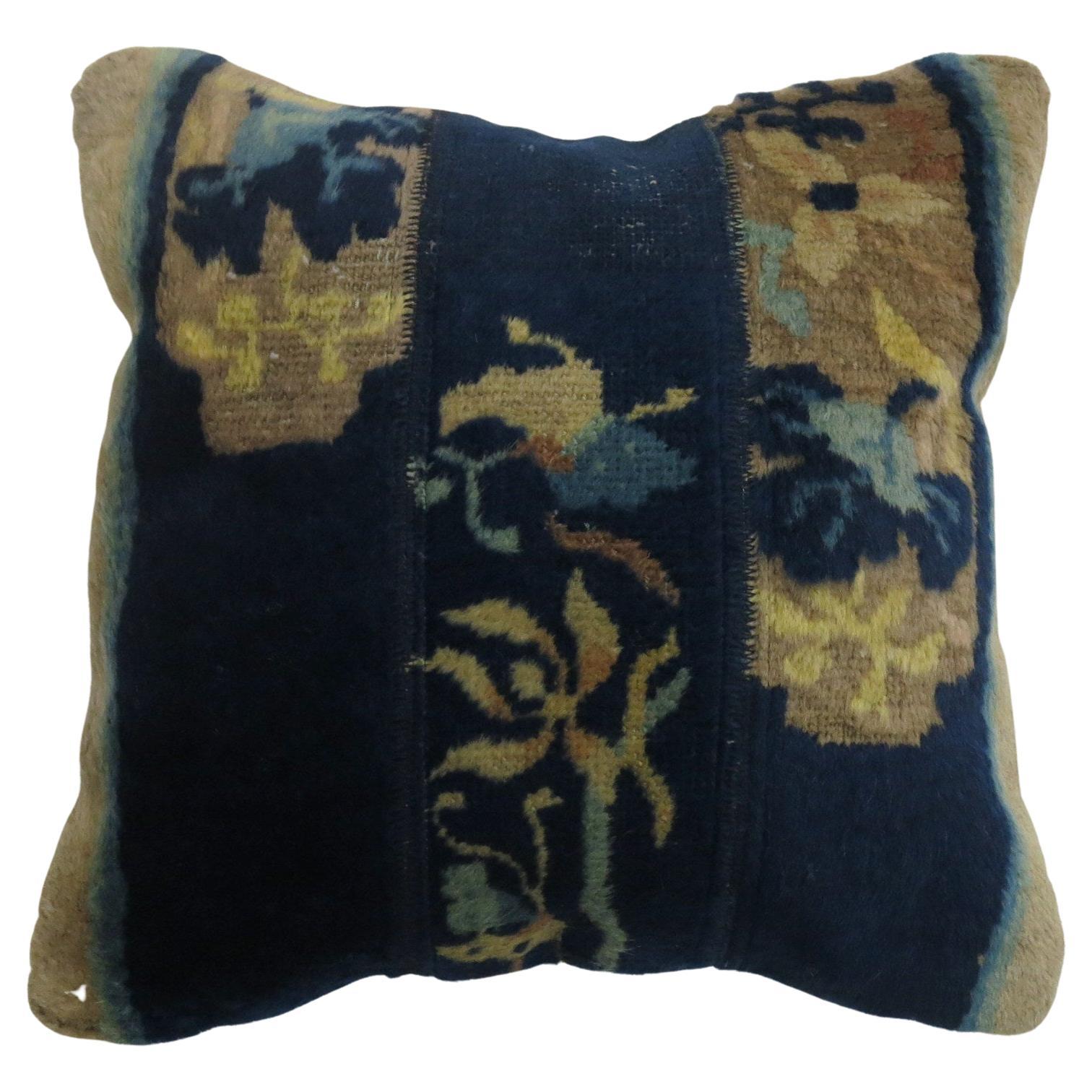 Navy Chinese Rug Pillow