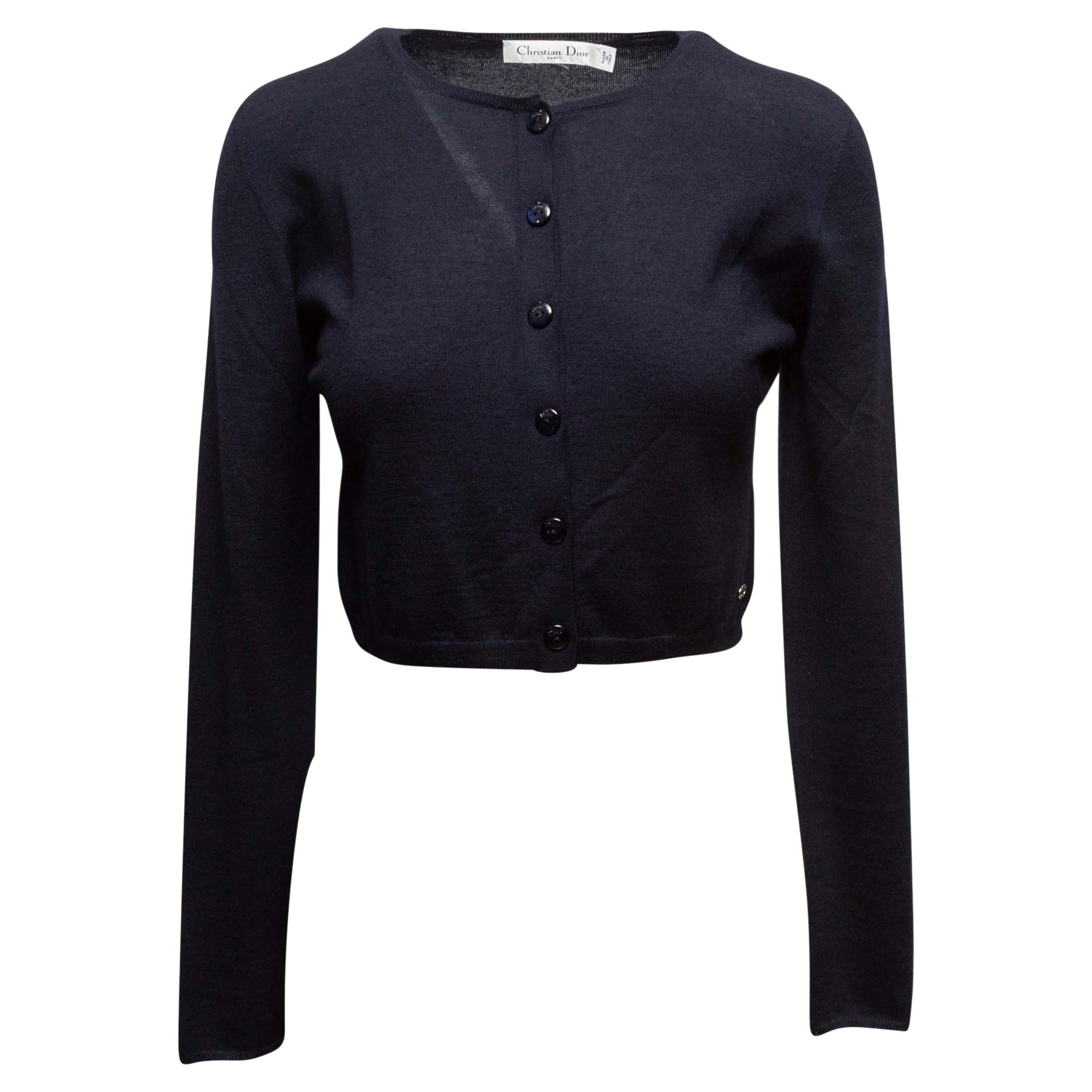 Navy Christian Dior Cashmere Cardigan