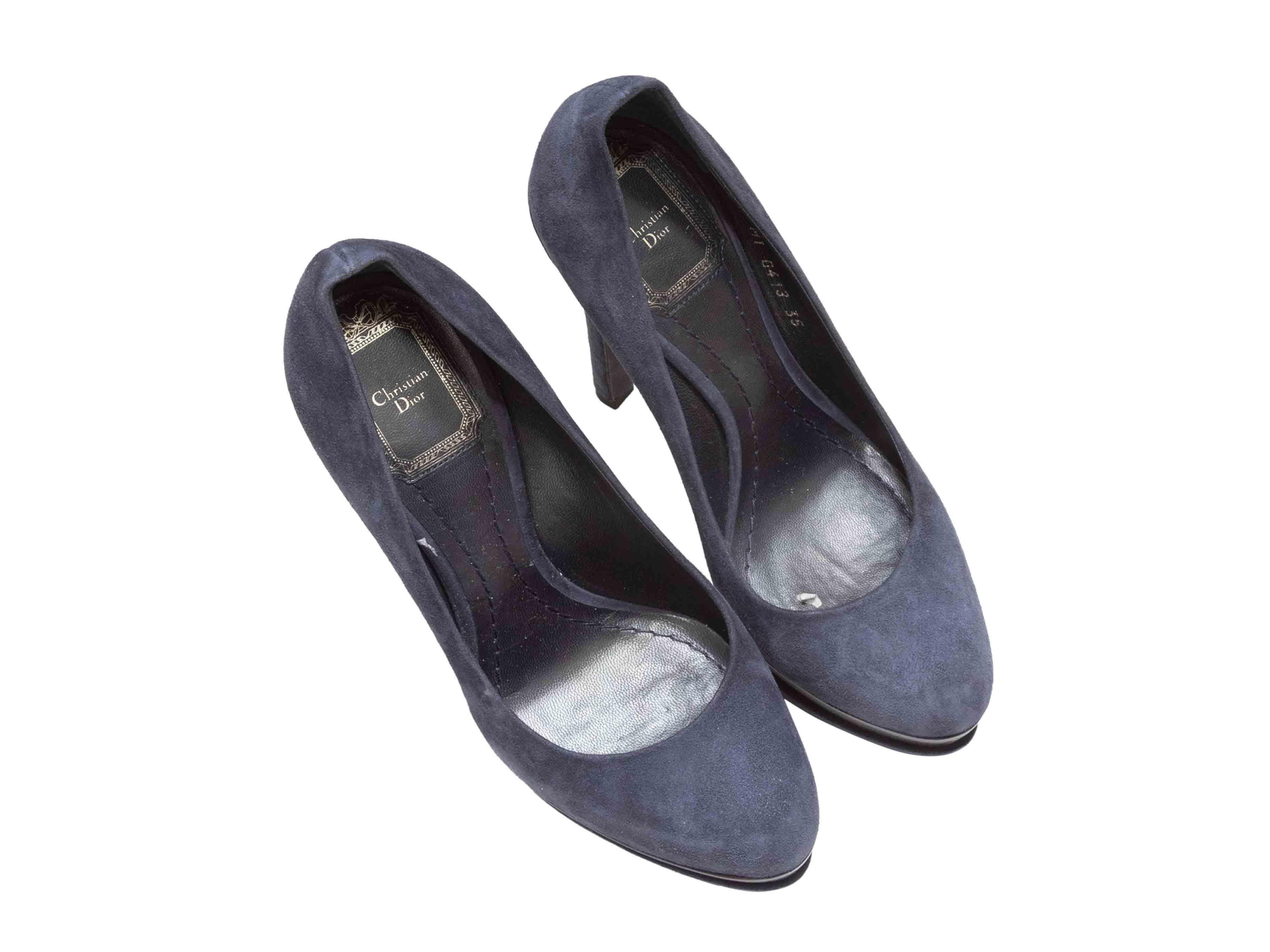 Noir Escarpins à plateforme en daim Christian Dior bleu marine Taille 35 en vente