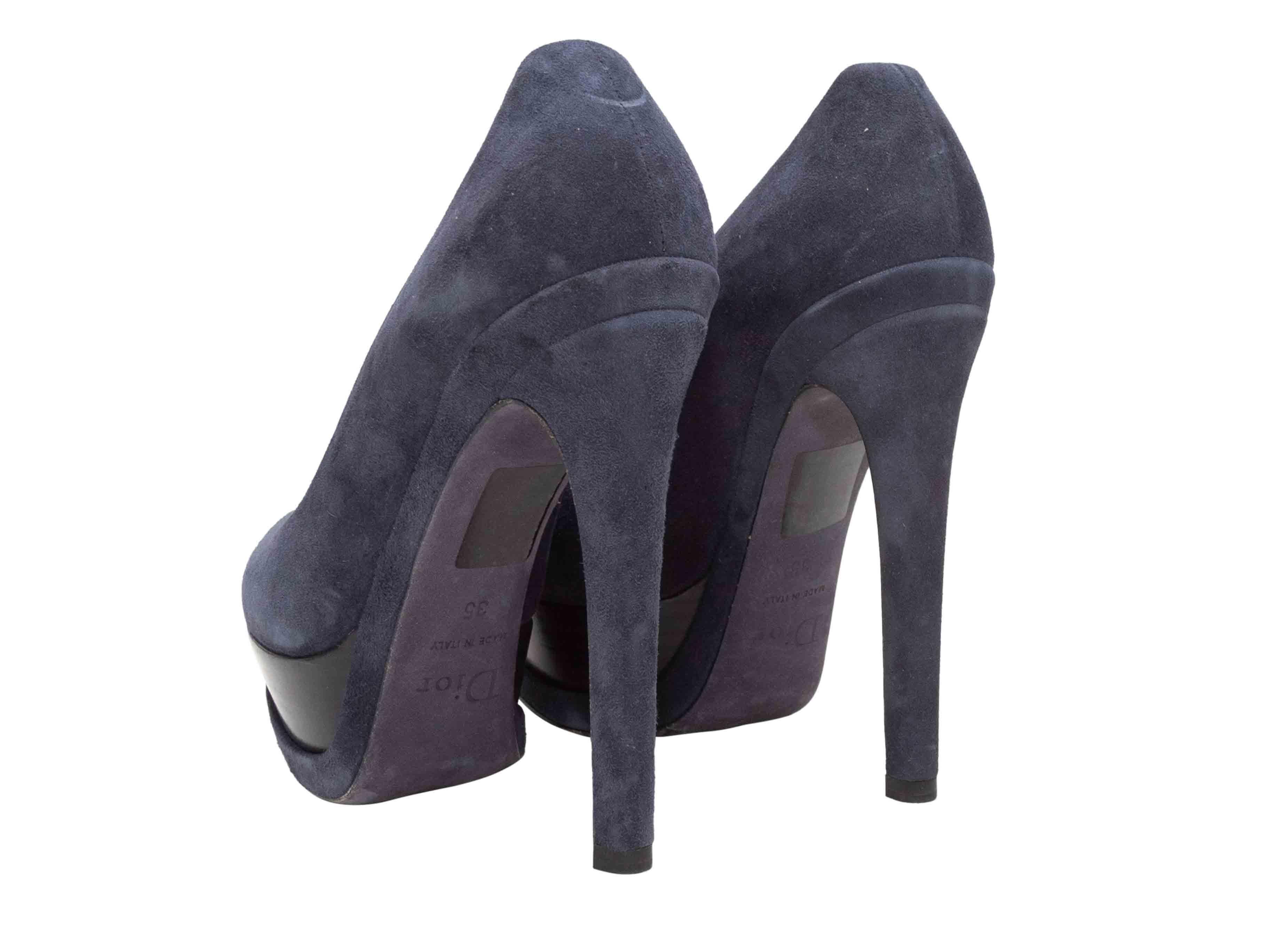 Escarpins à plateforme en daim Christian Dior bleu marine Taille 35 Pour femmes en vente