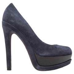 Navy Christian Dior Suede Platform Pumps Size 35