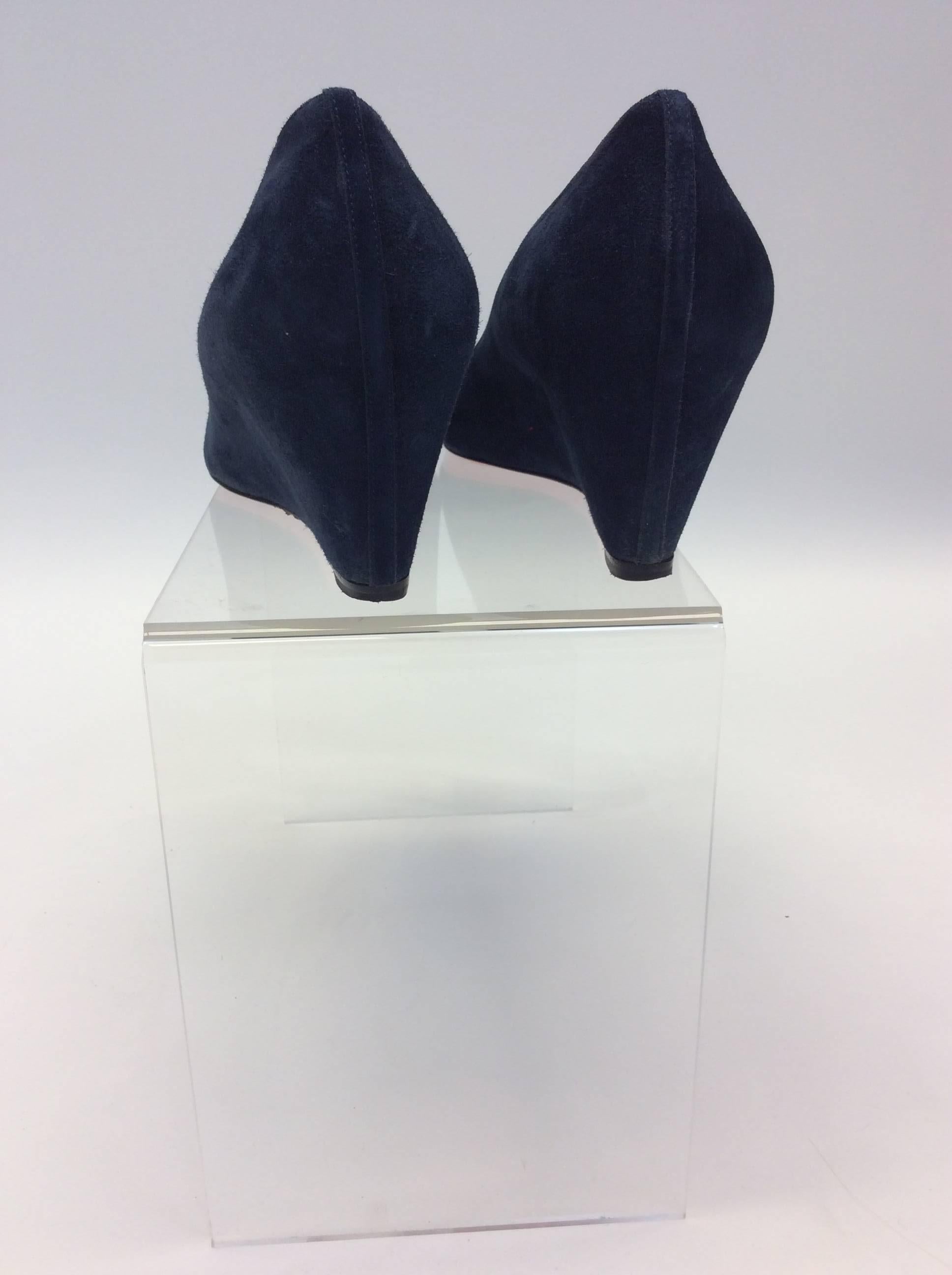 Black Navy Christian Louboutin Suede Wedge  For Sale