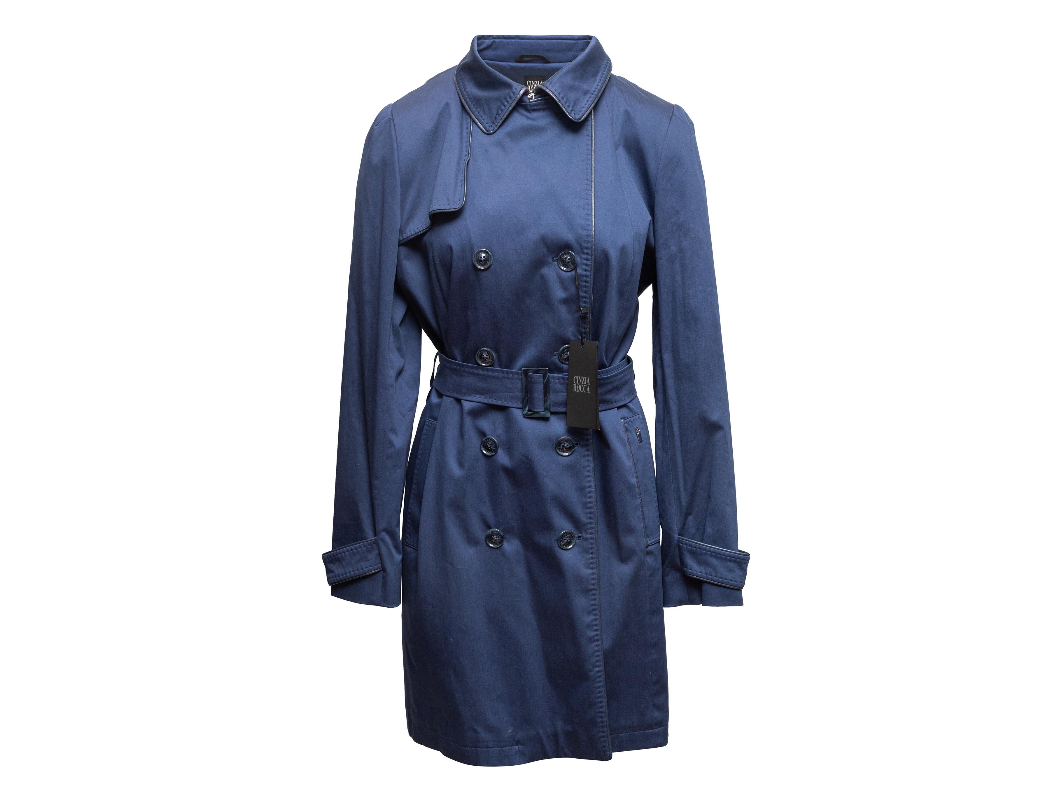 Navy Cinzia Rocca Zweireiher Trenchcoat Größe US 14 Damen im Angebot