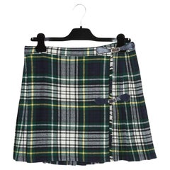 Navy Classic Check Wool wrap around mini skirt EU40 UK12 US10