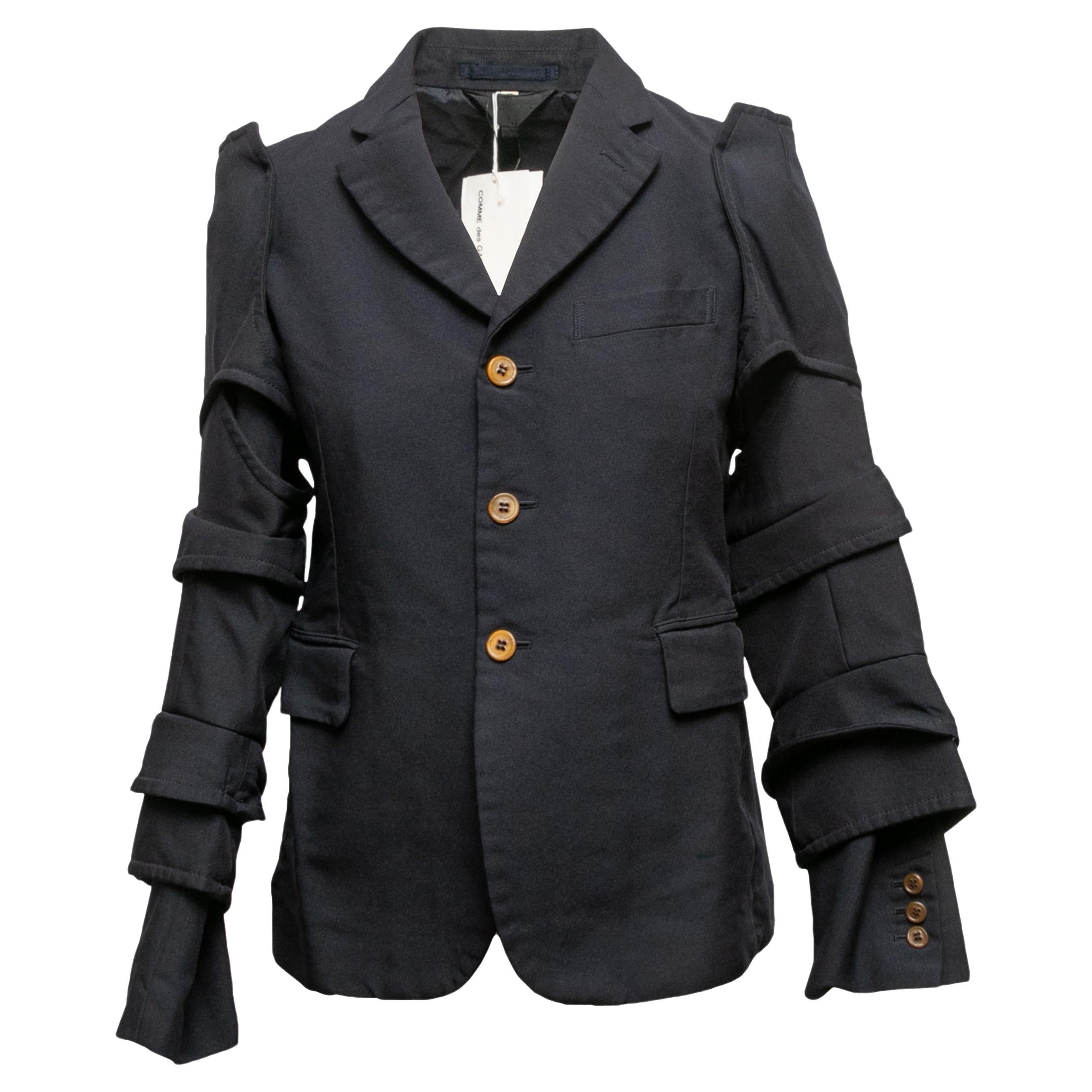 Navy Comme Des Garcons - Blazer con manica a pieghe Taglia US S