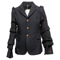 Navy Comme Des Garcons Tiered Sleeve Blazer Size US S