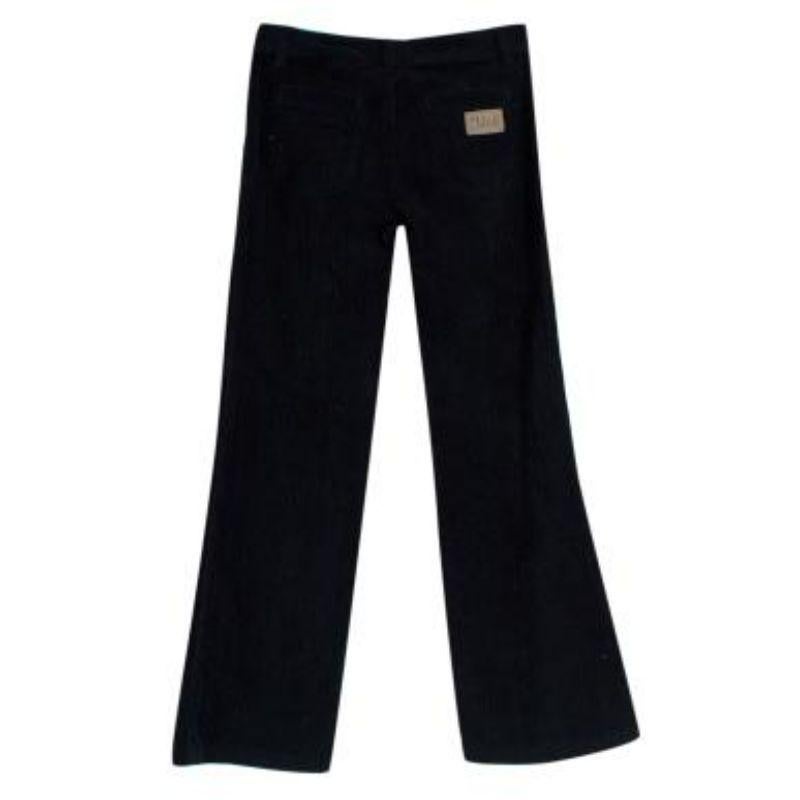 navy flared trousers