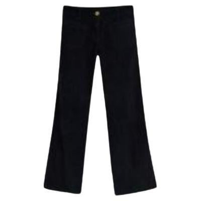 Navy corduroy flared trousers For Sale