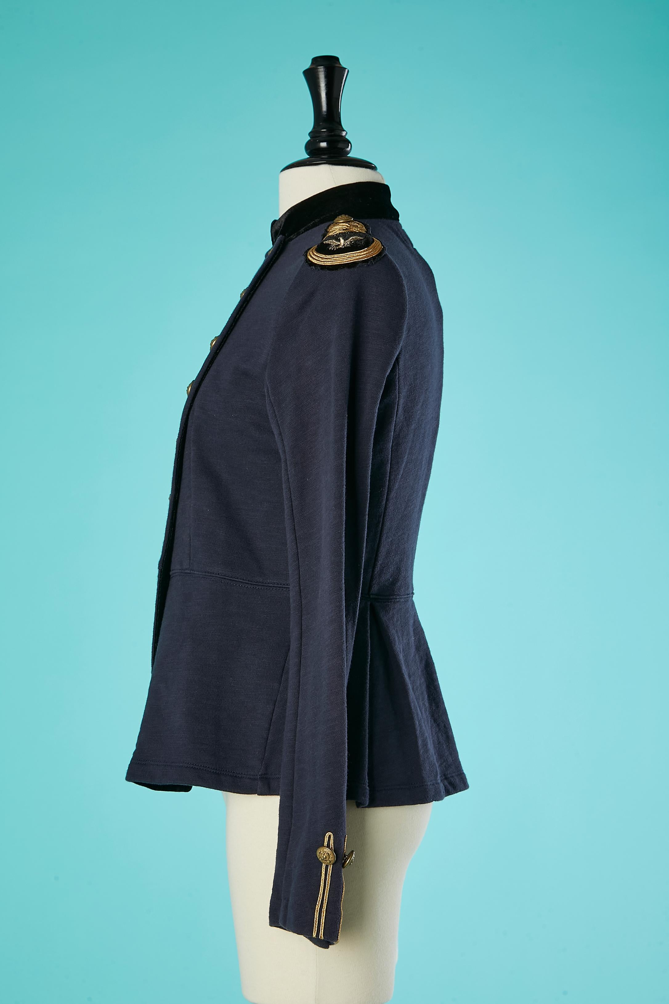 Veste d'officier à double boutonnage en coton bleu marine Ralph Lauren Unisexe en vente