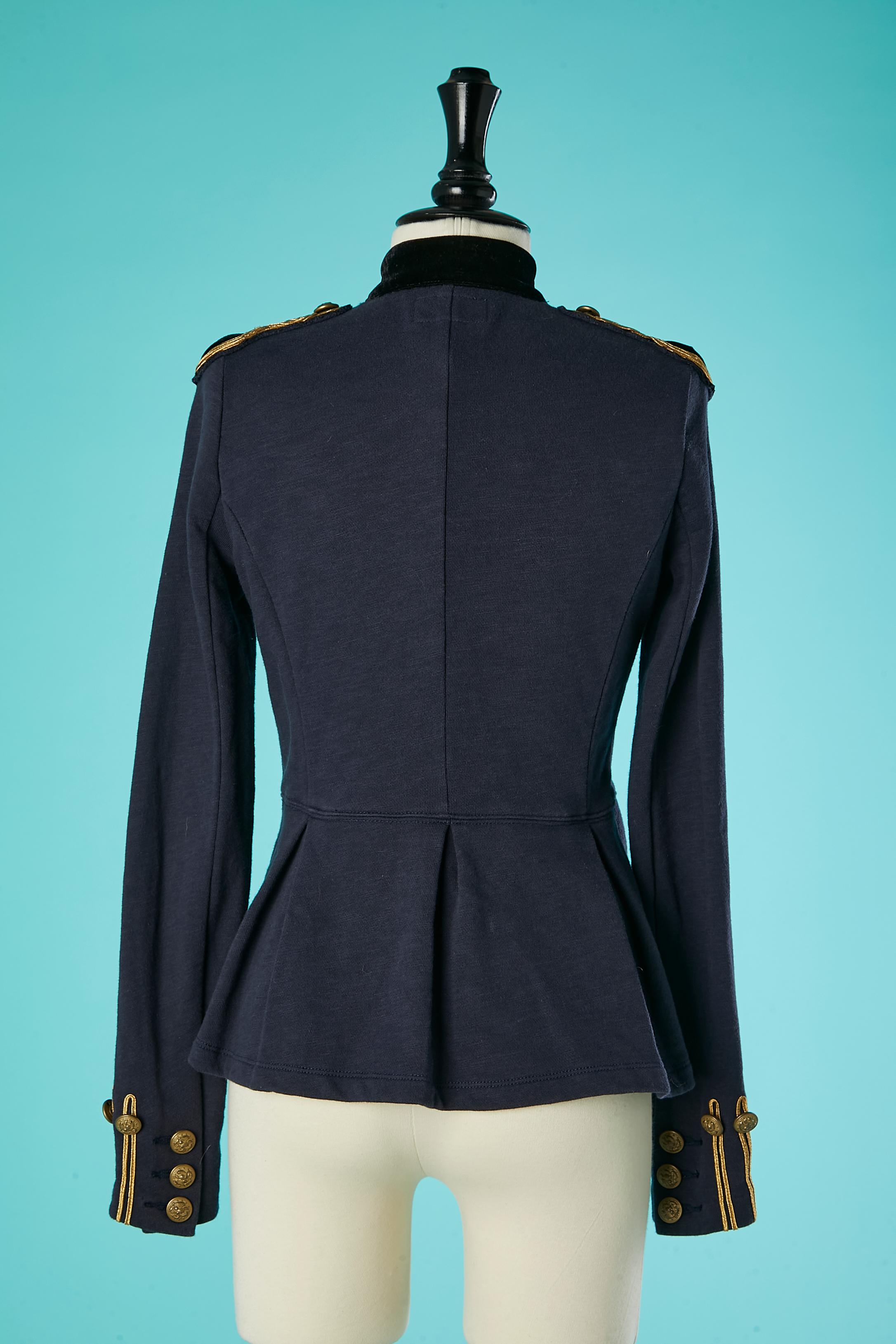 Veste d'officier à double boutonnage en coton bleu marine Ralph Lauren en vente 1