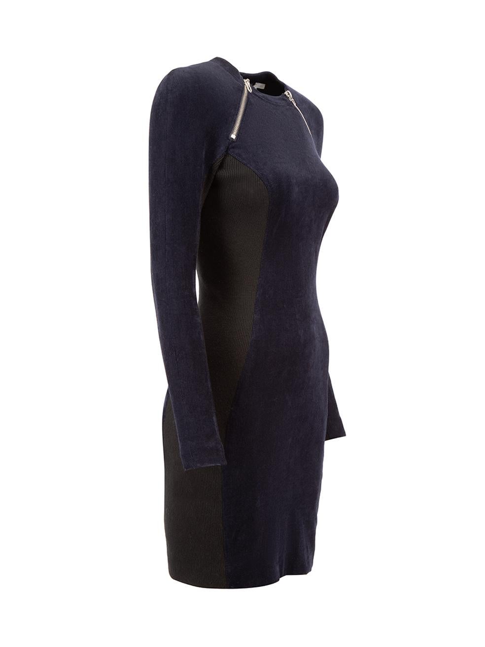 CONDITION is Very good. Minimal wear to dress is evident. Minimal wear to long pile fabric composition on this used T by Alexander Wang designer resale item.



Details


Navy

Two tone

Cotton

Long sleeve mini dress

Zipper detail

Round