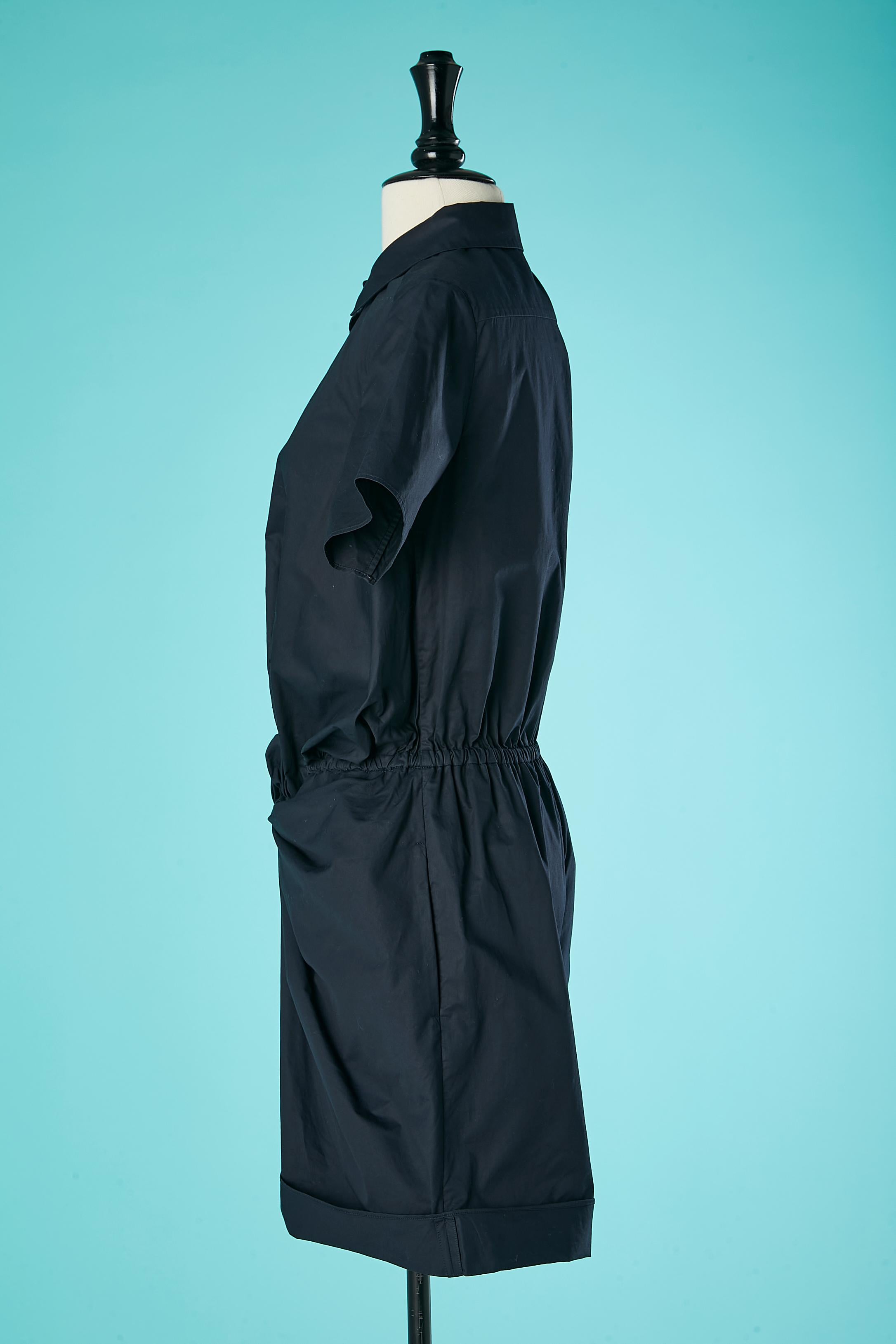 Navy cotton short-jumpsuit twisted and draped Carven by Guillaume Henry  In Excellent Condition For Sale In Saint-Ouen-Sur-Seine, FR
