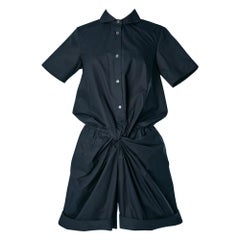 Tuta corta in cotone navy attorcigliata e drappeggiata Carven by Guillaume Henry